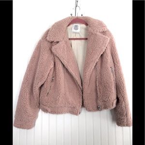 Urban Outfitters Clara Teddy Moto Jacket